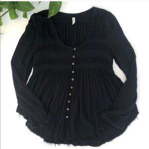 Free People Tops - FREE PEOPLE BLACK L/S BUTTON TOP Free People Tops - FREE PEOPLE BLACK L/S BUTTON TOP